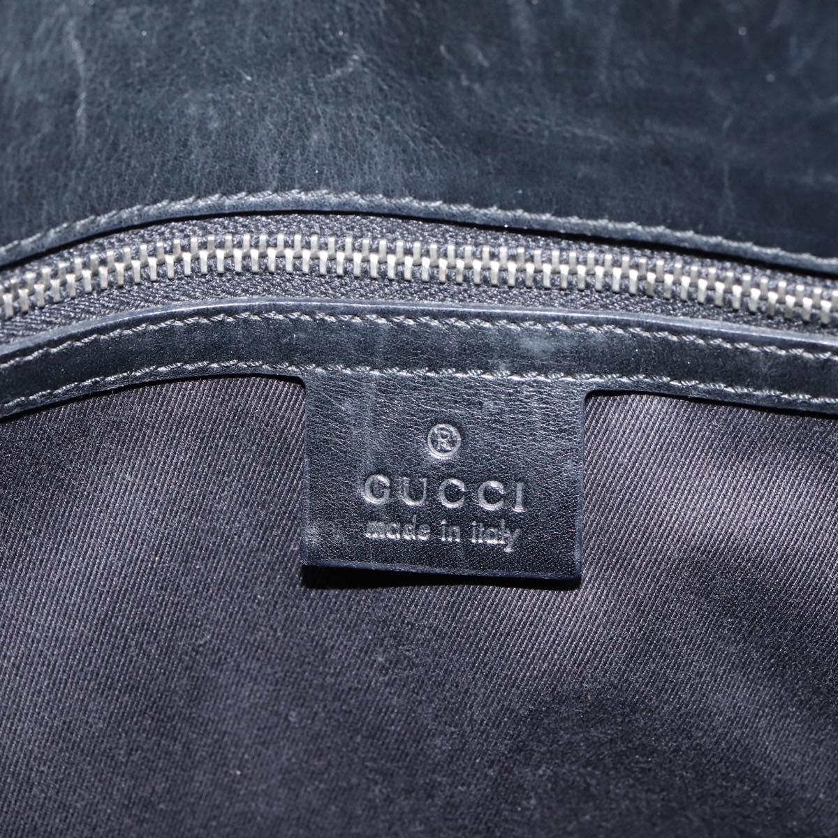 GUCCI GG Canvas Hand Bag Leather Black Silver 106251 Auth BA15859