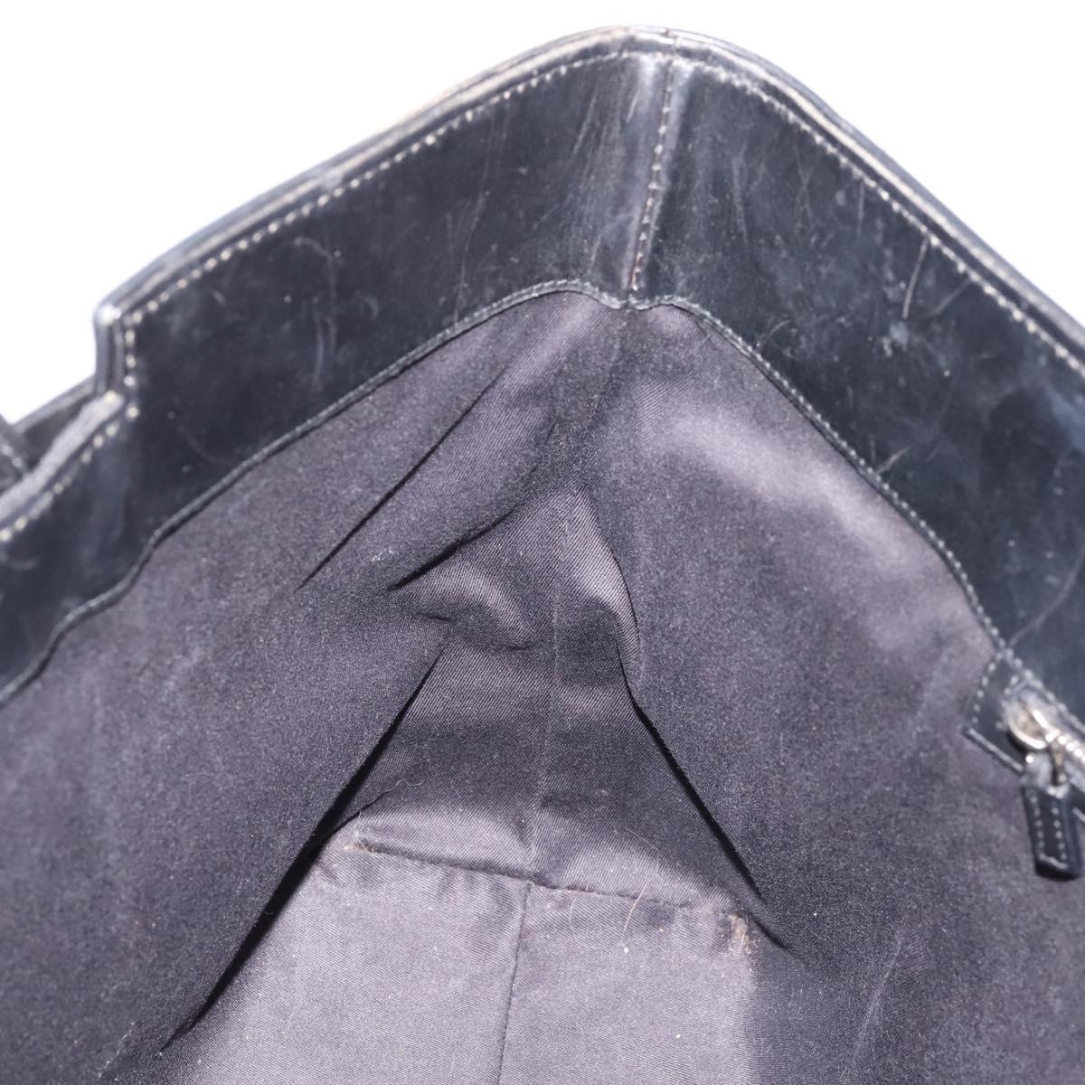 GUCCI GG Canvas Hand Bag Leather Black Silver 106251 Auth BA15859