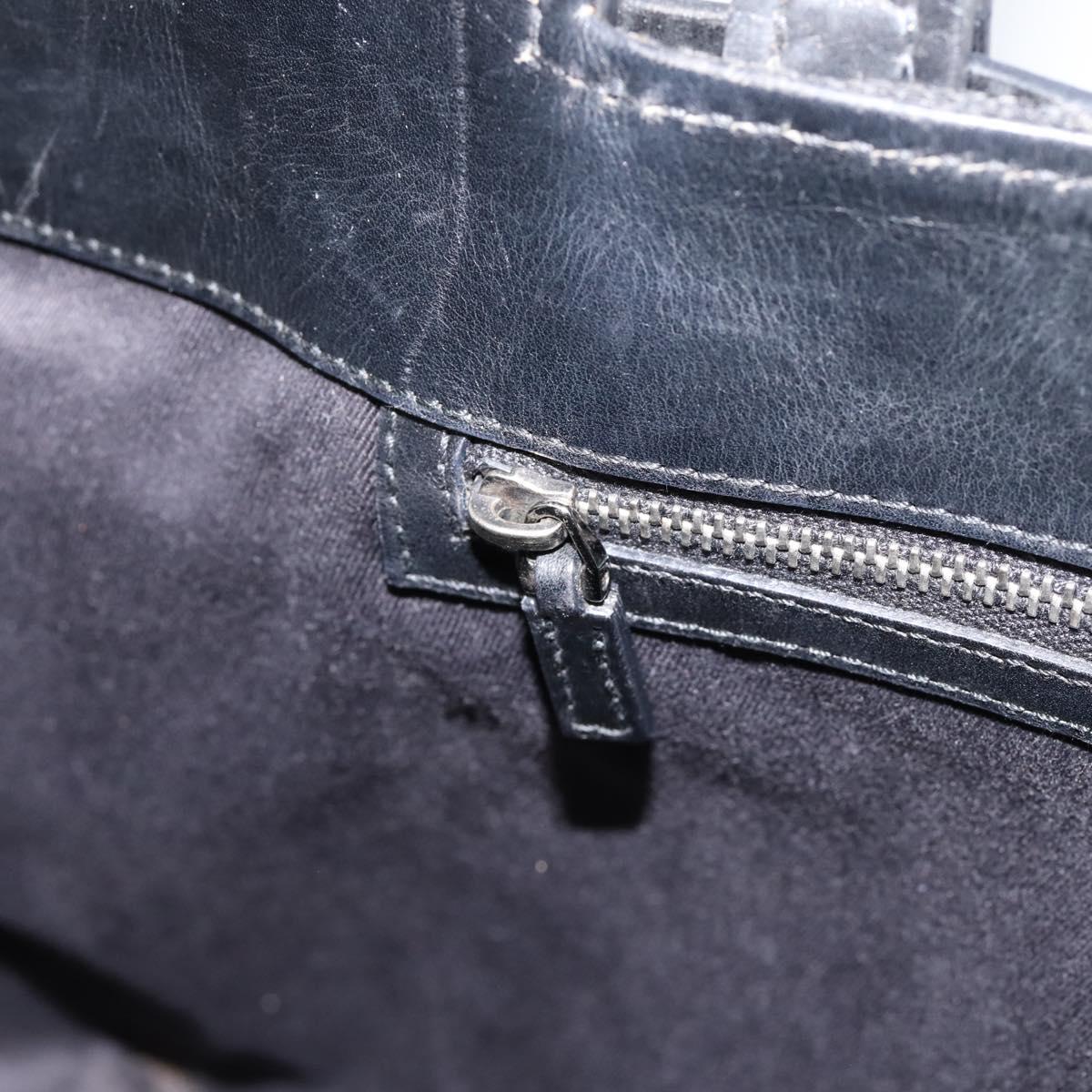 GUCCI GG Canvas Hand Bag Leather Black Silver 106251 Auth BA15859