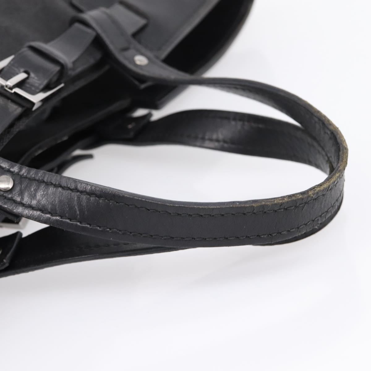 GUCCI GG Canvas Hand Bag Leather Black Silver 106251 Auth BA15859