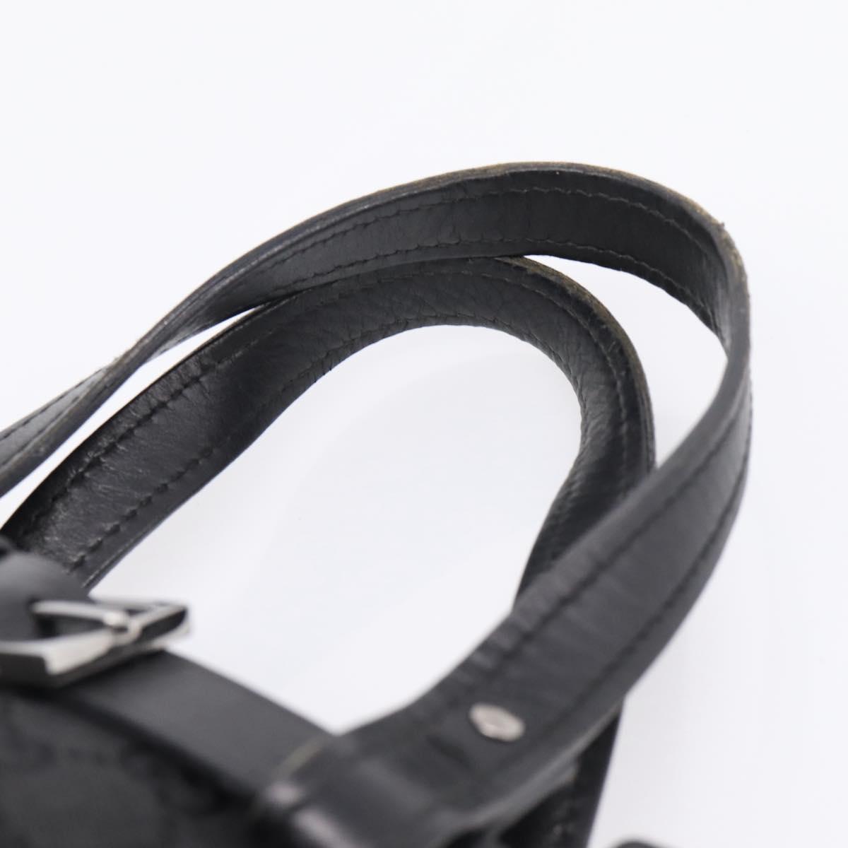 GUCCI GG Canvas Hand Bag Leather Black Silver 106251 Auth BA15859
