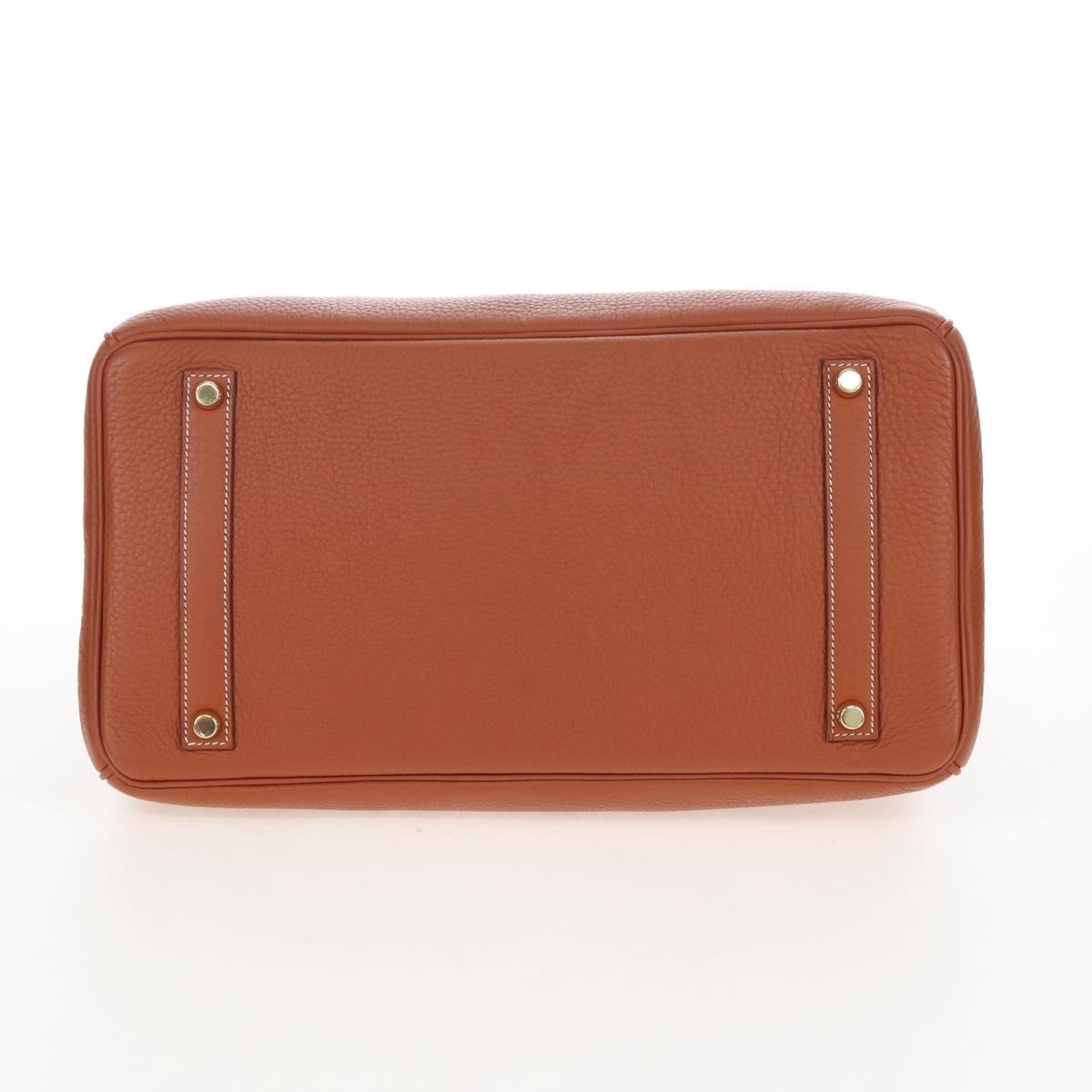 HERMES Birkin 35 Hand Bag Taurillon Leather Brown Gold Auth BA15860SM