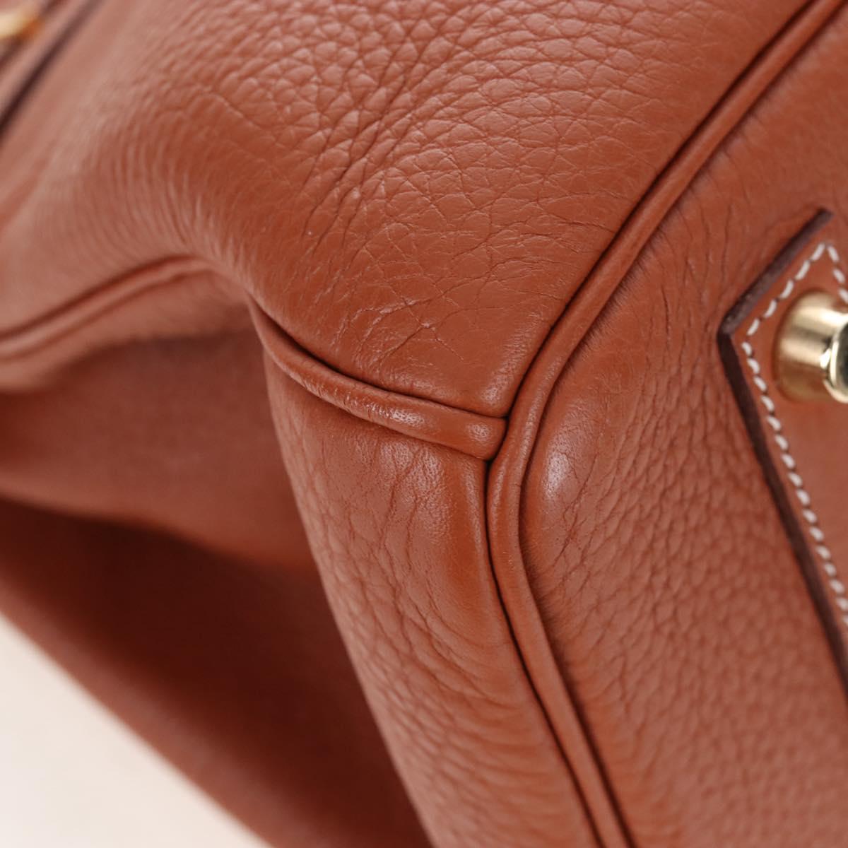 HERMES Birkin 35 Hand Bag Taurillon Leather Brown Gold Auth BA15860SM