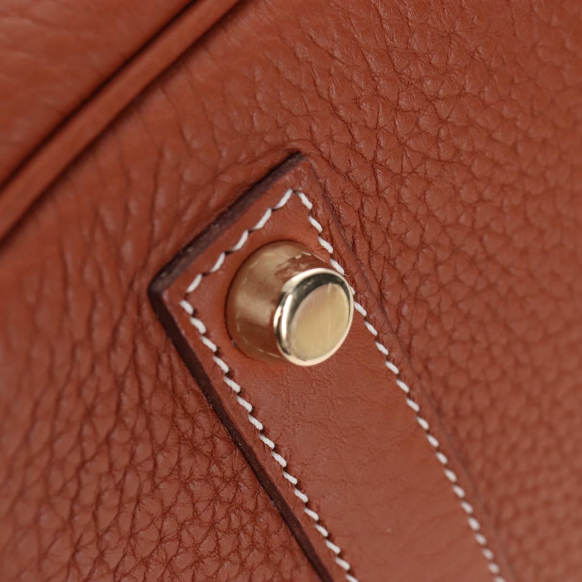 HERMES Birkin 35 Hand Bag Taurillon Leather Brown Gold Auth BA15860SM