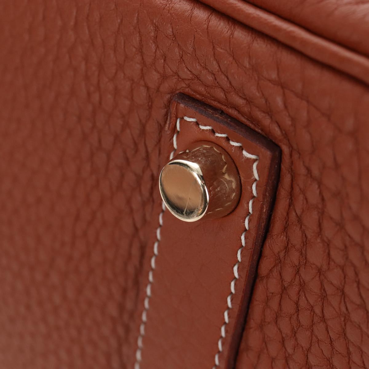 HERMES Birkin 35 Hand Bag Taurillon Leather Brown Gold Auth BA15860SM