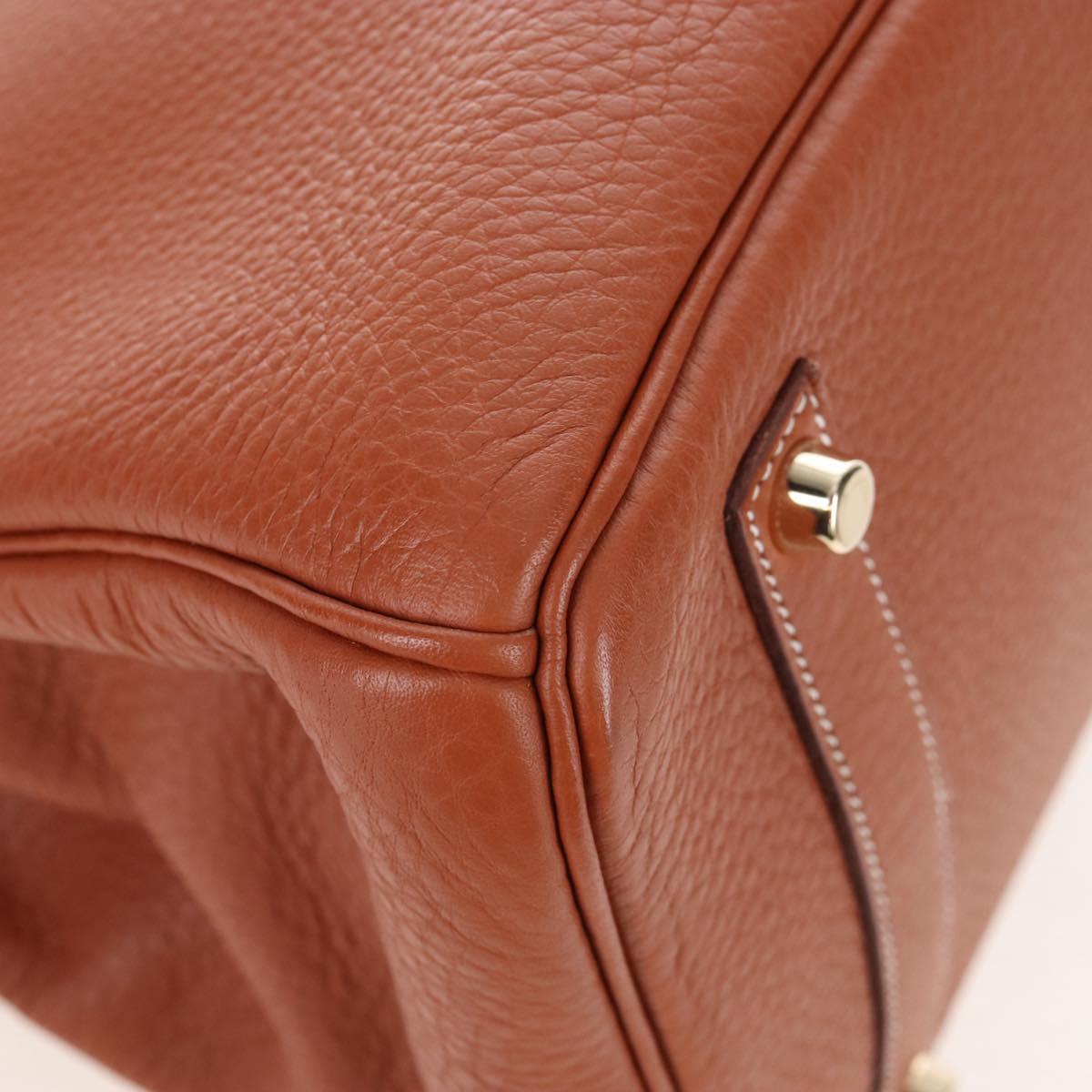 HERMES Birkin 35 Hand Bag Taurillon Leather Brown Gold Auth BA15860SM