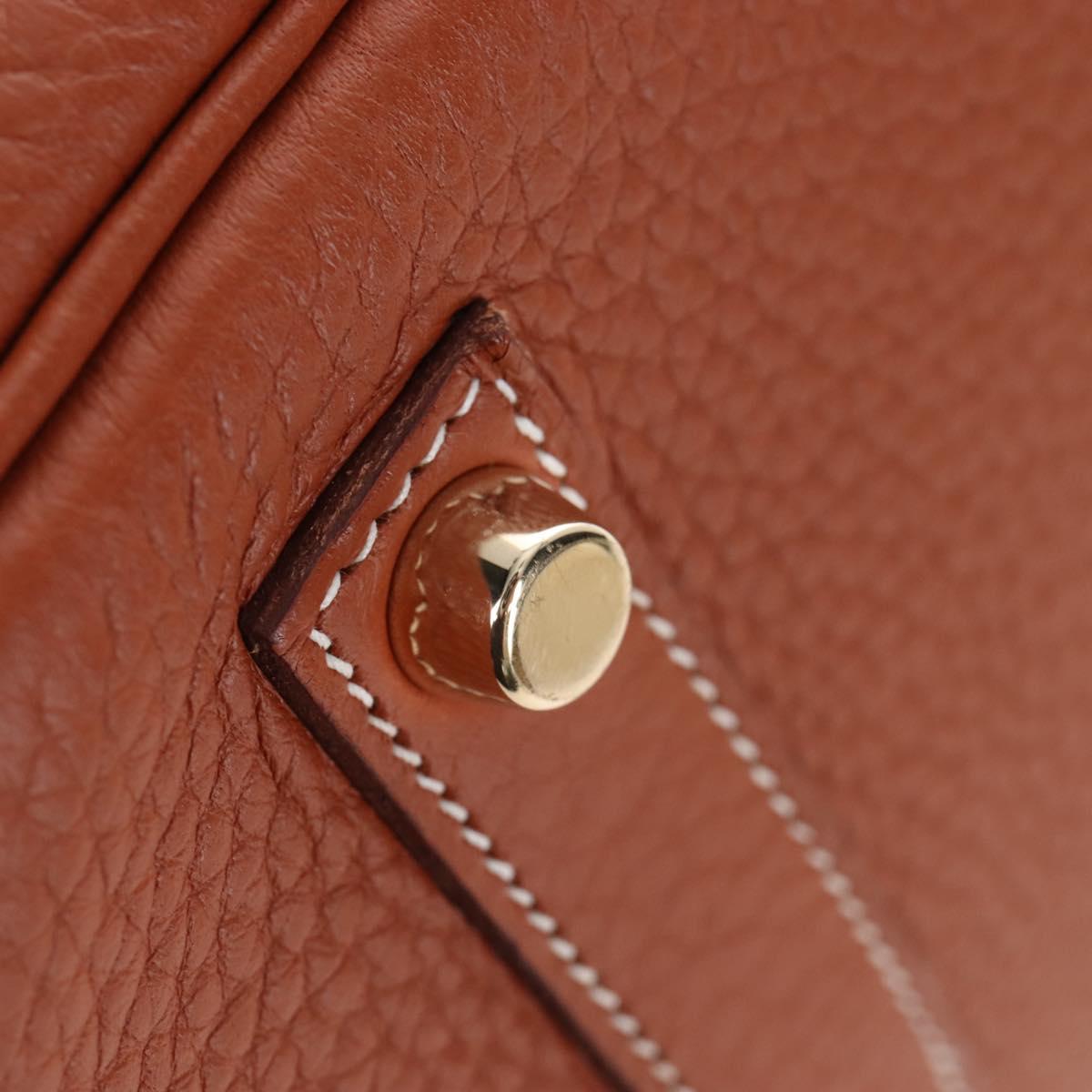 HERMES Birkin 35 Hand Bag Taurillon Leather Brown Gold Auth BA15860SM