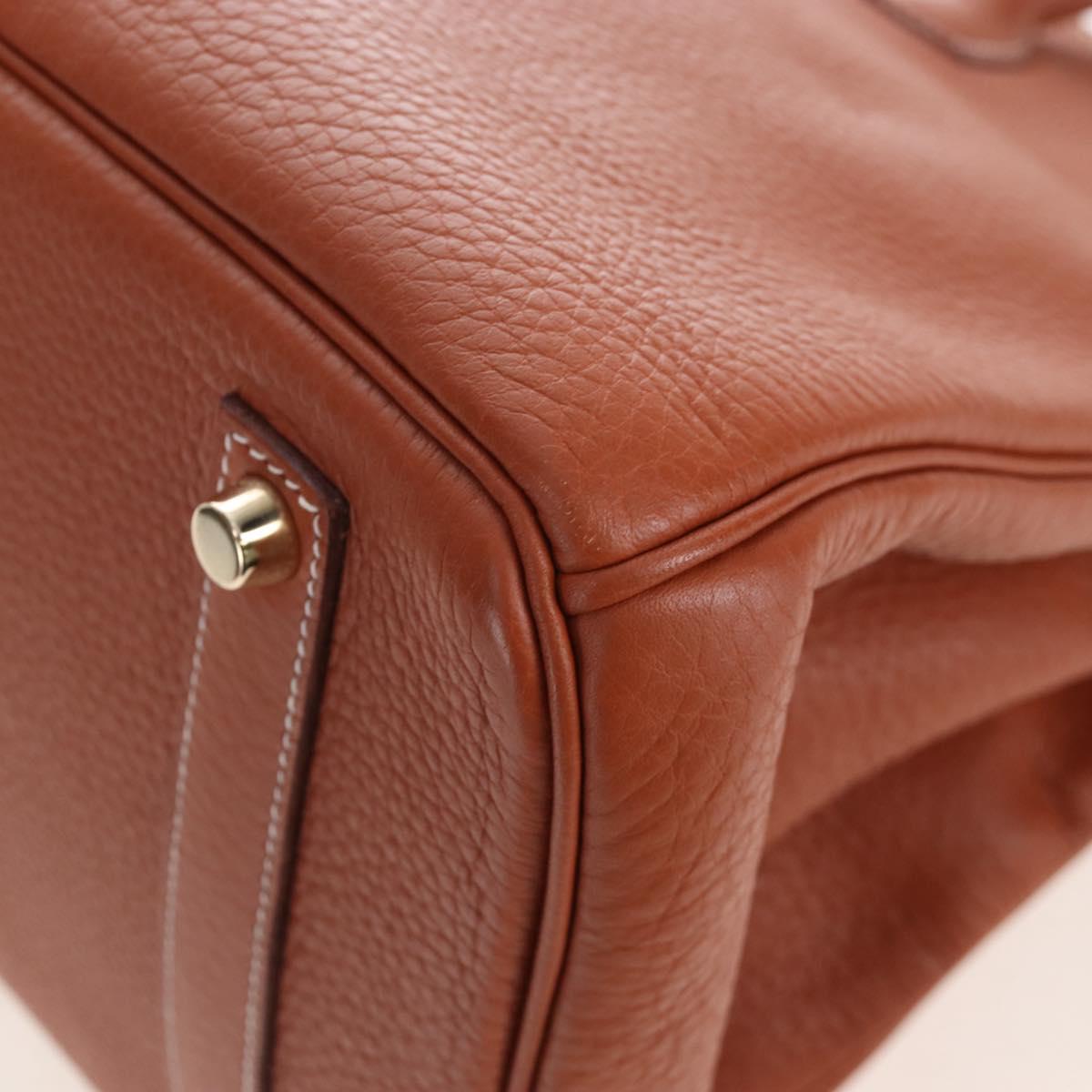 HERMES Birkin 35 Hand Bag Taurillon Leather Brown Gold Auth BA15860SM
