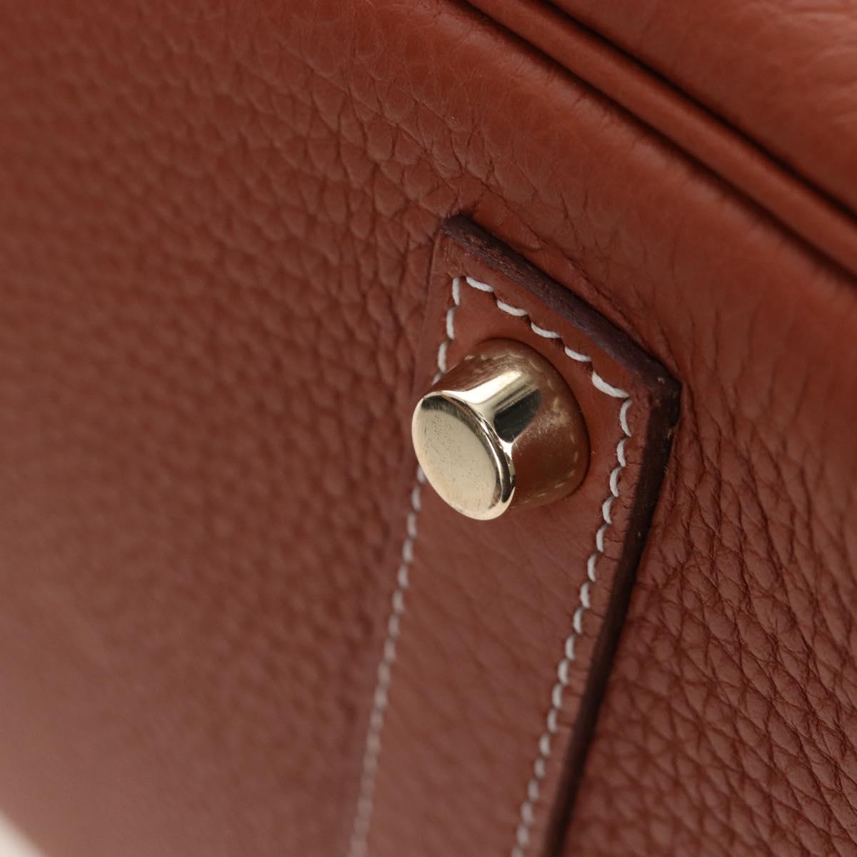 HERMES Birkin 35 Hand Bag Taurillon Leather Brown Gold Auth BA15860SM