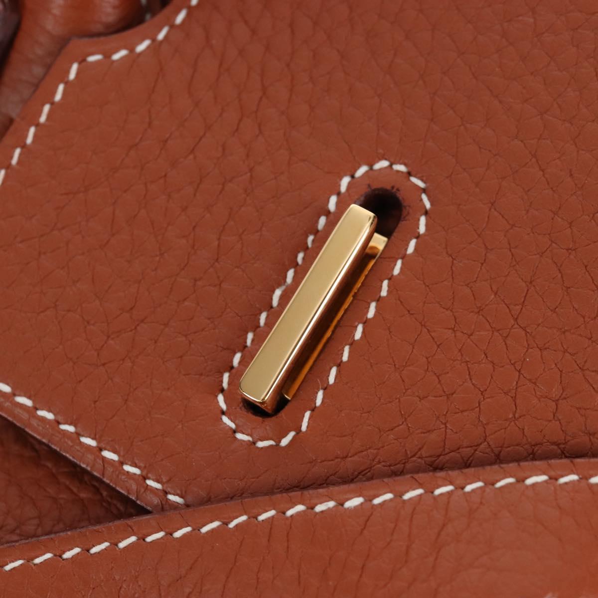 HERMES Birkin 35 Hand Bag Taurillon Leather Brown Gold Auth BA15860SM