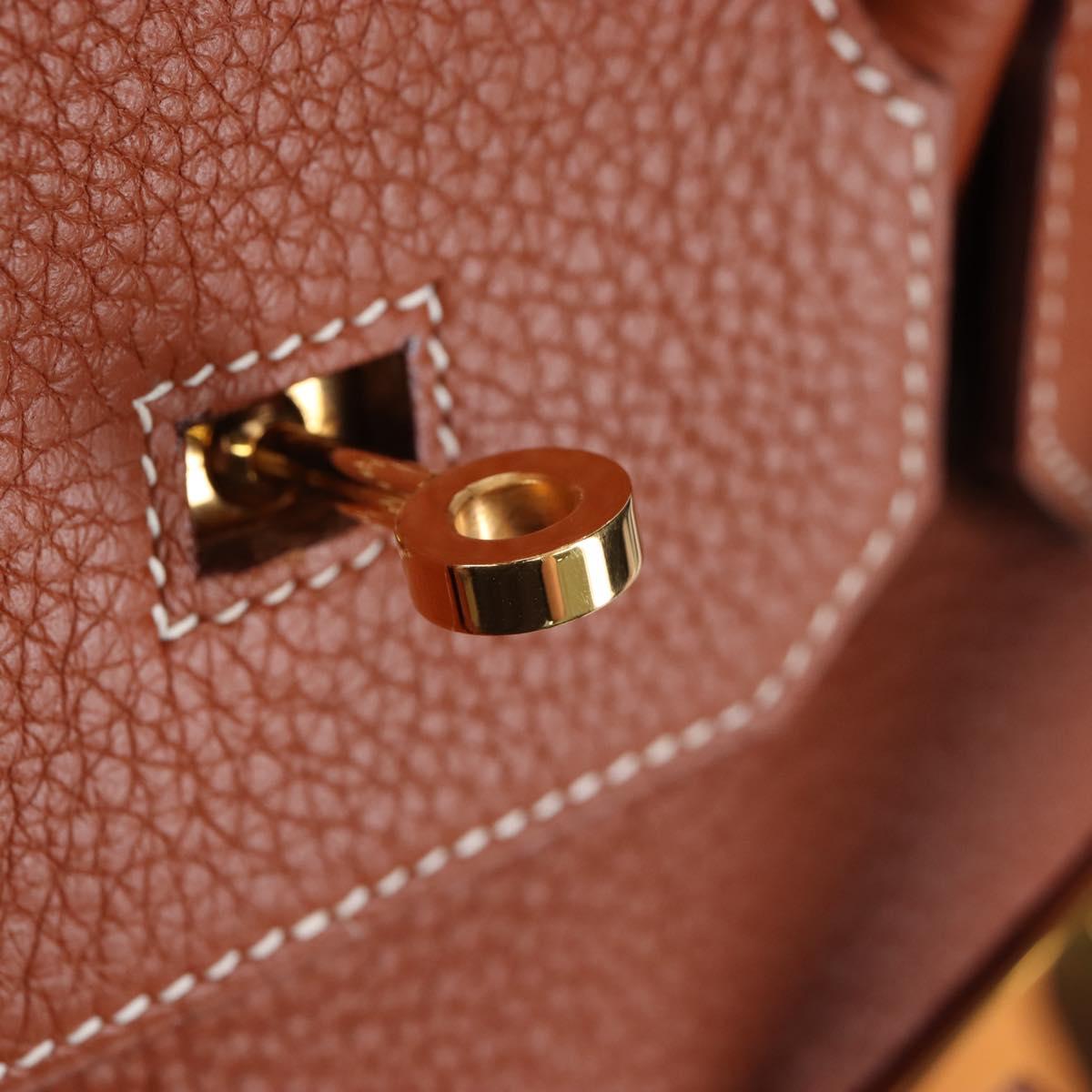HERMES Birkin 35 Hand Bag Taurillon Leather Brown Gold Auth BA15860SM