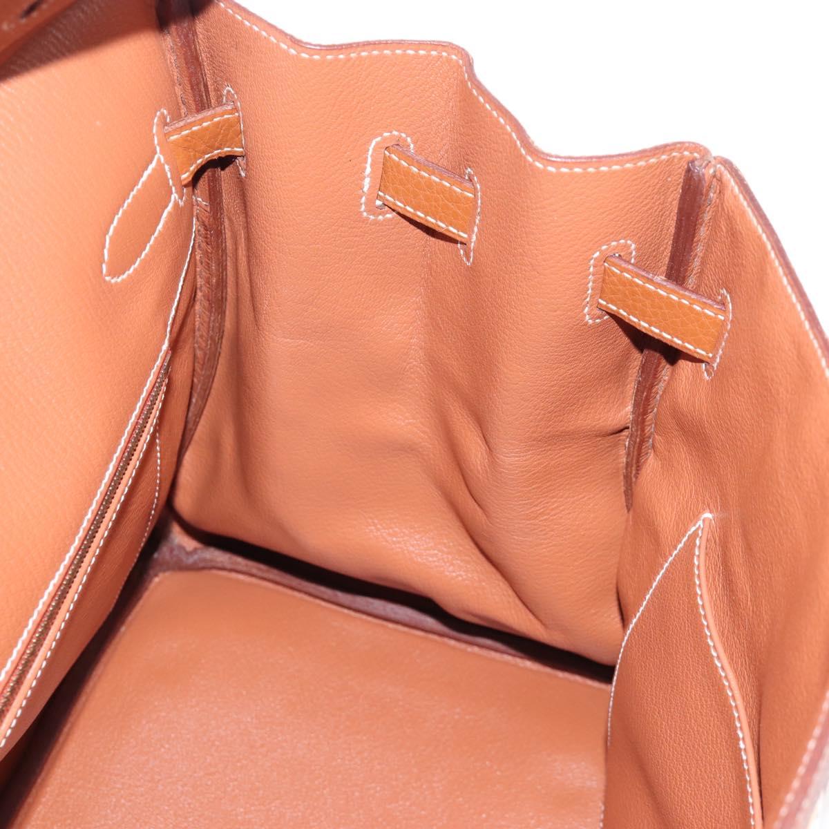 HERMES Birkin 35 Hand Bag Taurillon Leather Brown Gold Auth BA15860SM