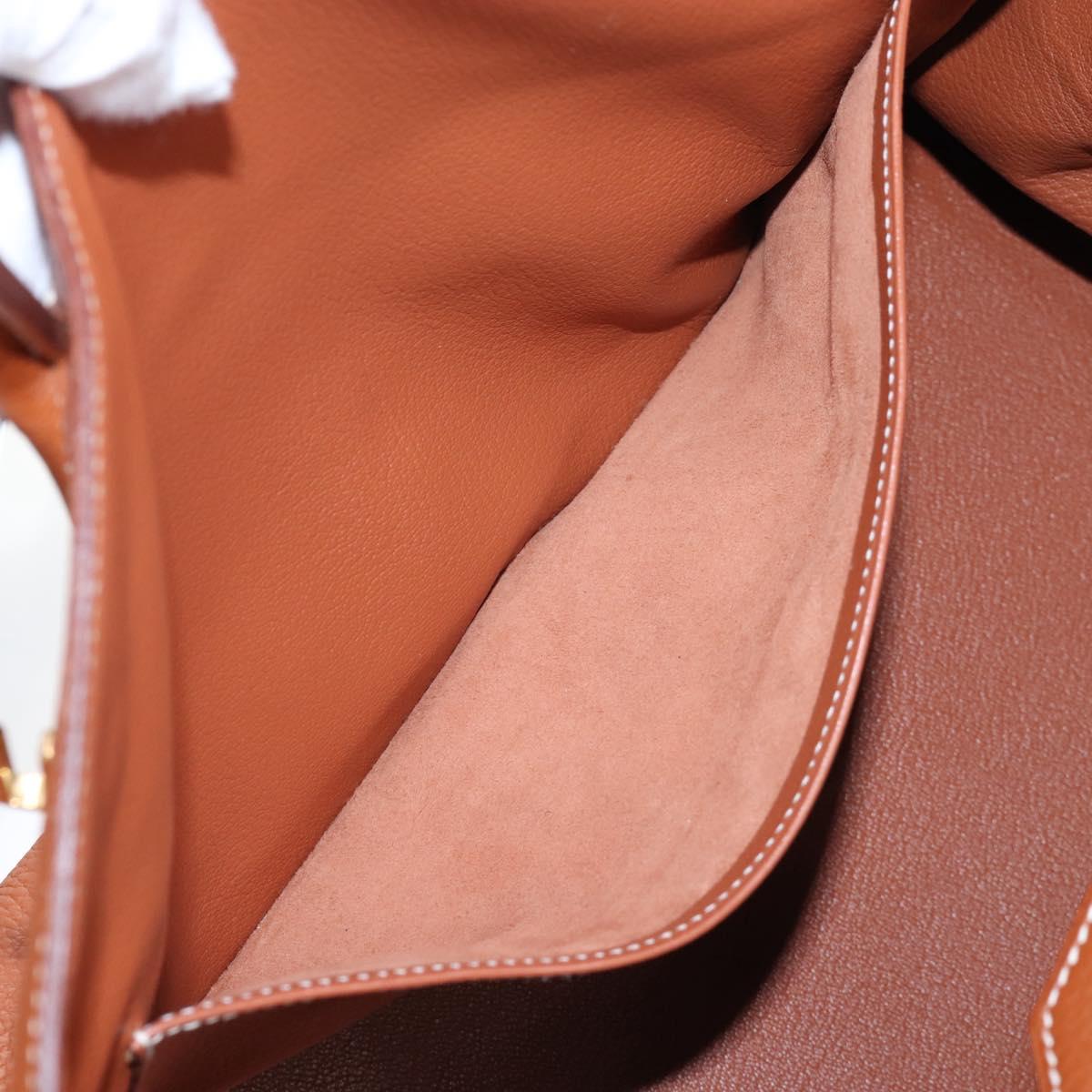 HERMES Birkin 35 Hand Bag Taurillon Leather Brown Gold Auth BA15860SM