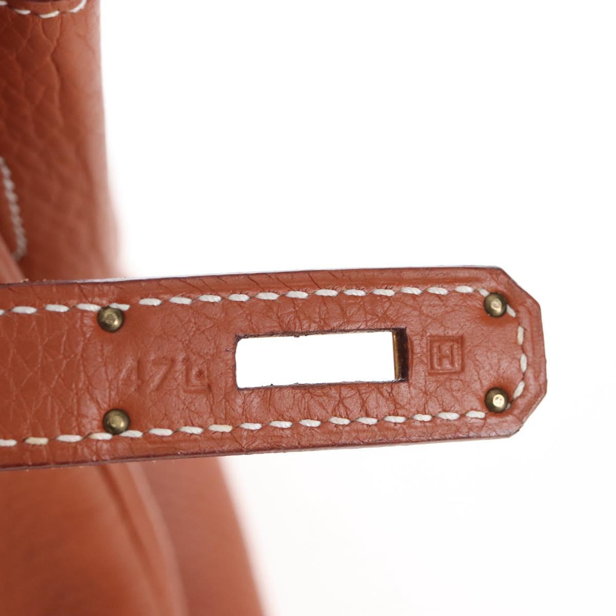 HERMES Birkin 35 Hand Bag Taurillon Leather Brown Gold Auth BA15860SM