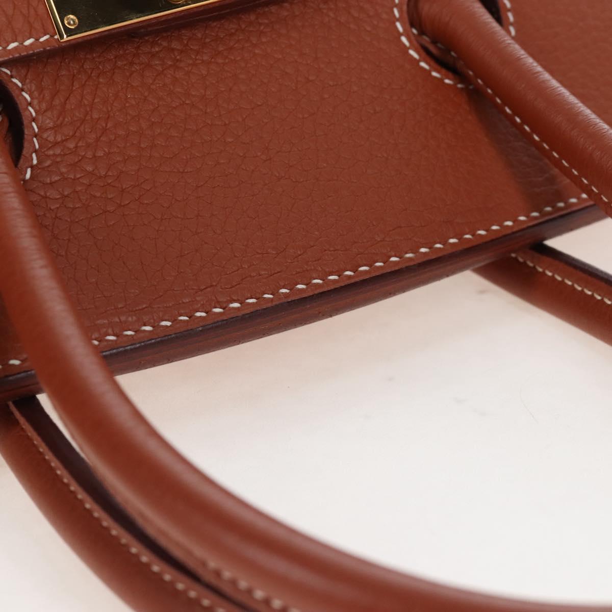 HERMES Birkin 35 Hand Bag Taurillon Leather Brown Gold Auth BA15860SM