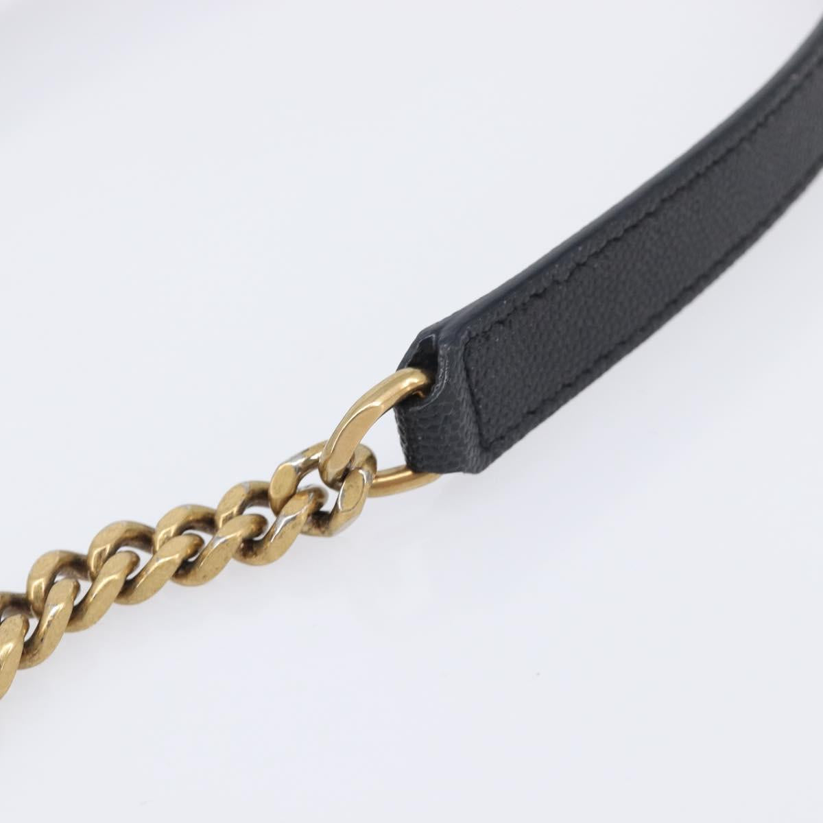 Saint Laurent Chain Shoulder Bag Leather Black Gold Auth BA15866M