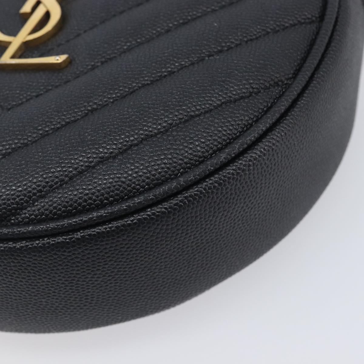 Saint Laurent Chain Shoulder Bag Leather Black Gold Auth BA15866M