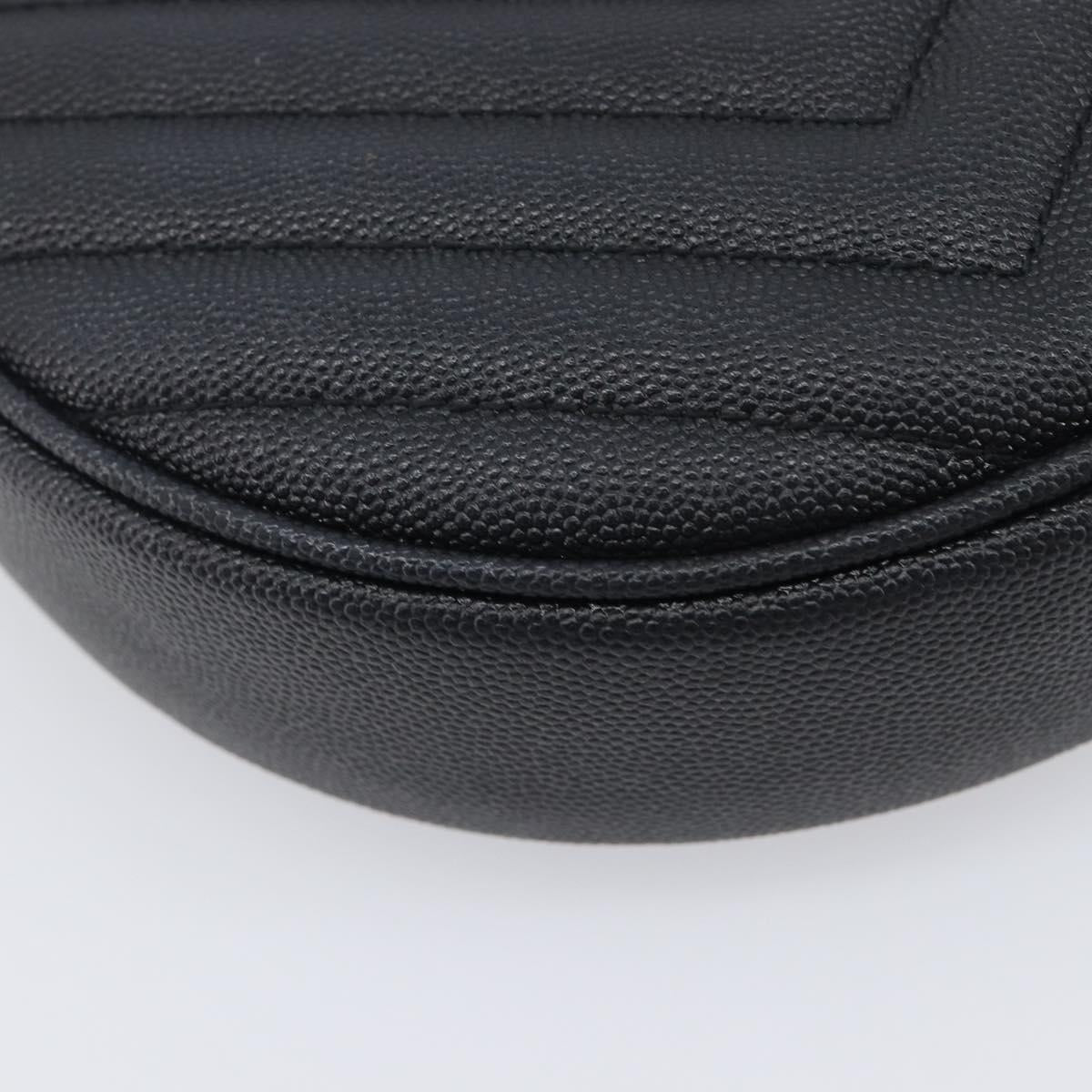 Saint Laurent Chain Shoulder Bag Leather Black Gold Auth BA15866M