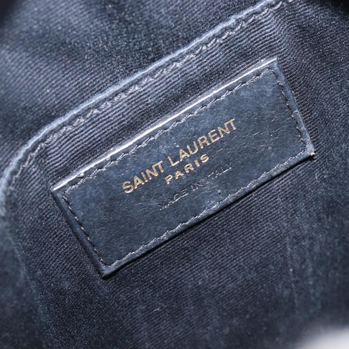 Saint Laurent Chain Shoulder Bag Leather Black Gold Auth BA15866M