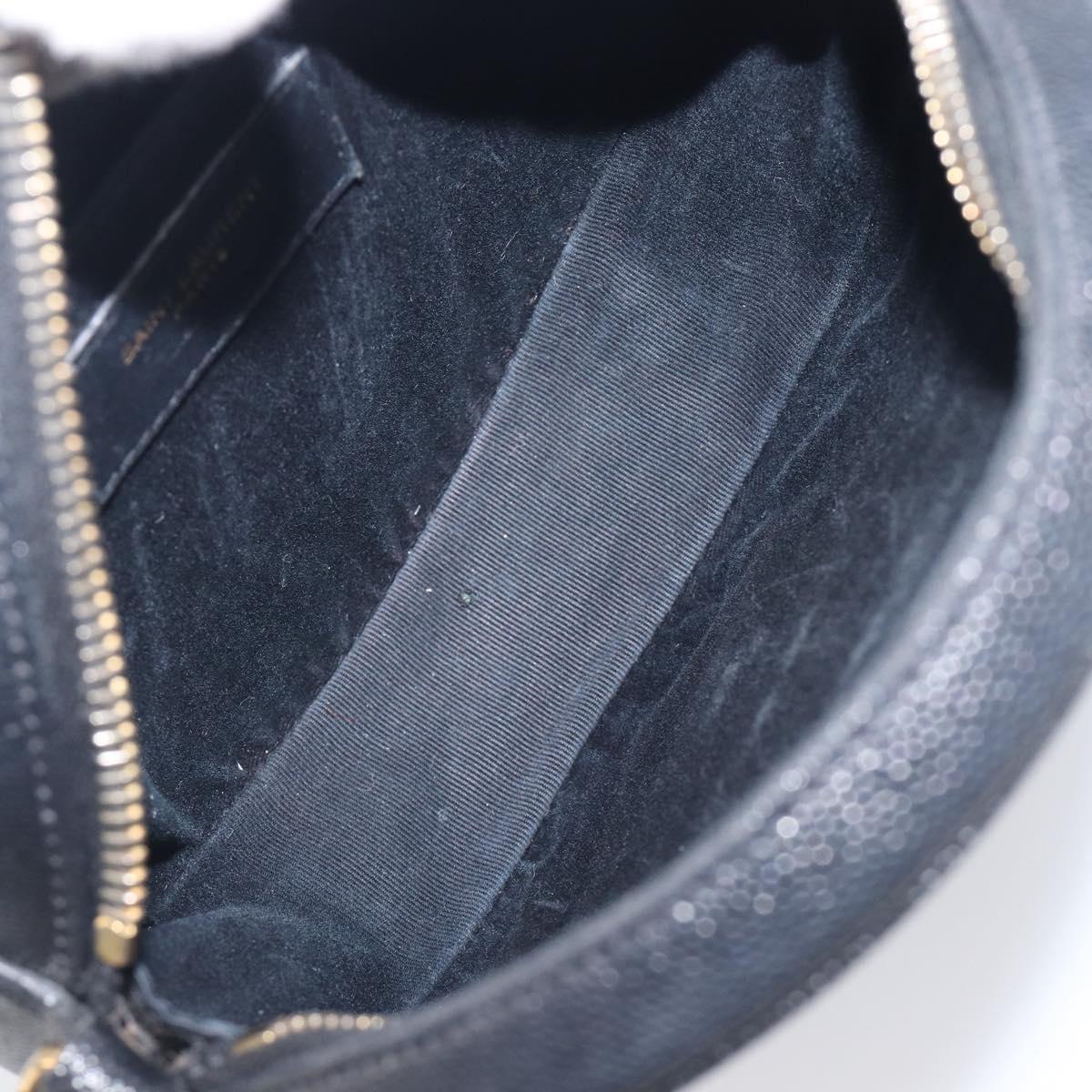 Saint Laurent Chain Shoulder Bag Leather Black Gold Auth BA15866M
