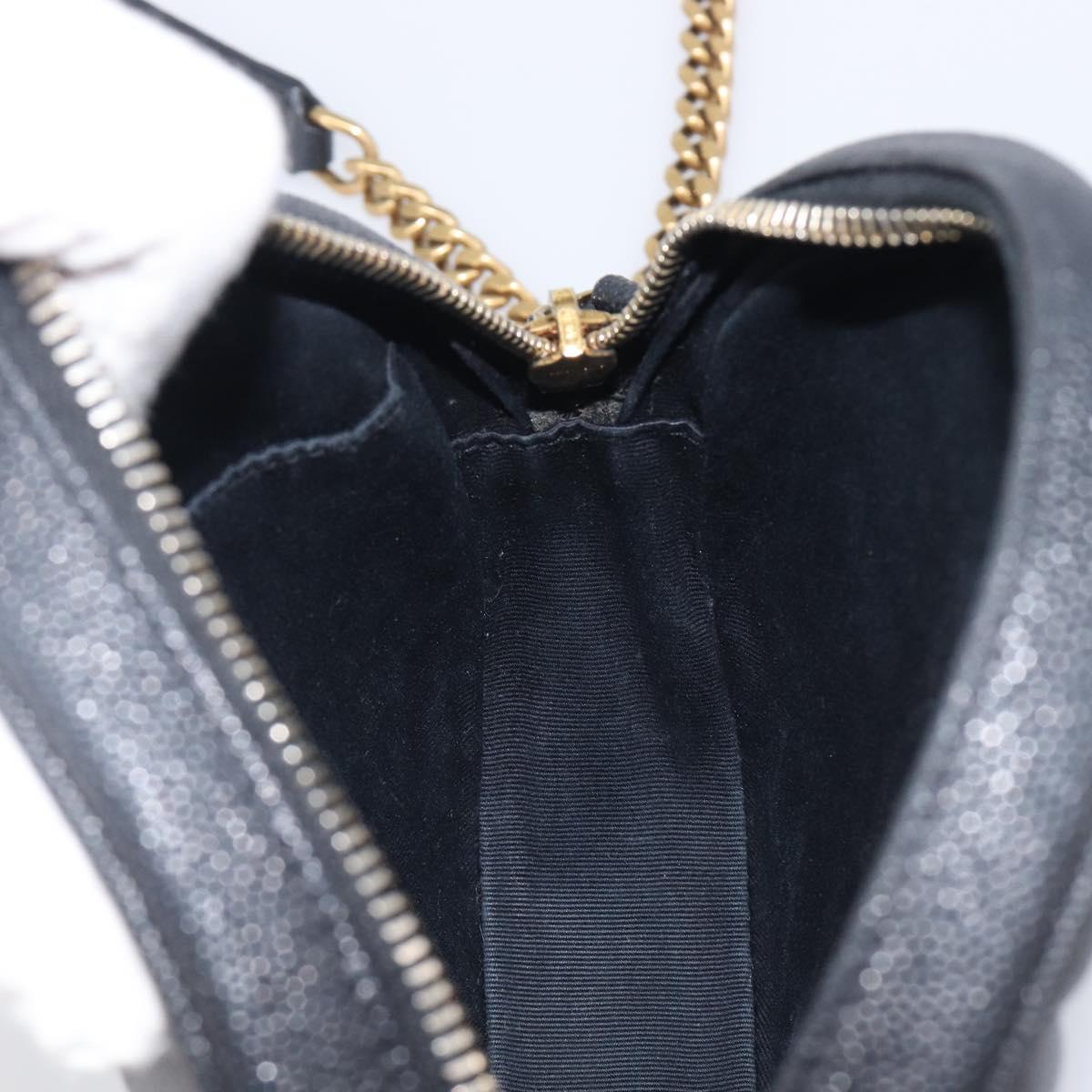 Saint Laurent Chain Shoulder Bag Leather Black Gold Auth BA15866M
