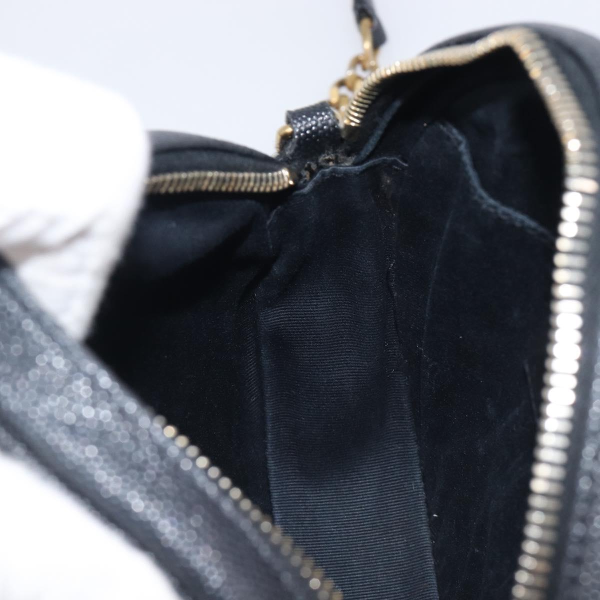 Saint Laurent Chain Shoulder Bag Leather Black Gold Auth BA15866M