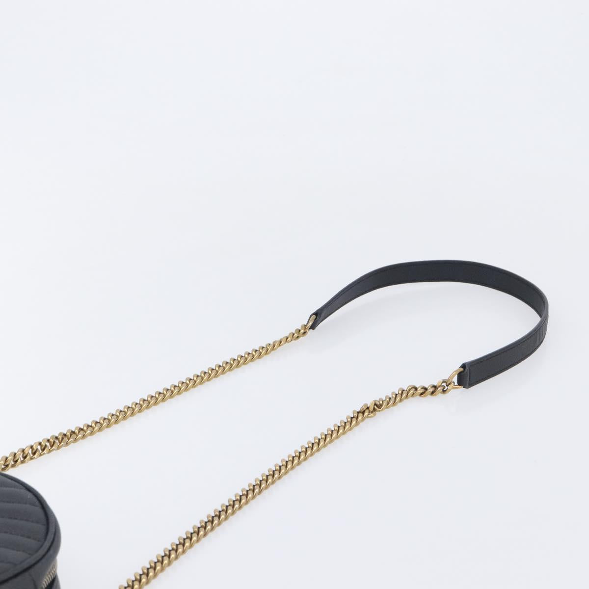 Saint Laurent Chain Shoulder Bag Leather Black Gold Auth BA15866M