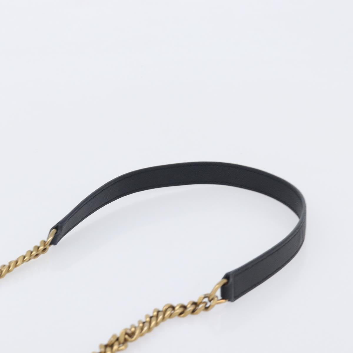 Saint Laurent Chain Shoulder Bag Leather Black Gold Auth BA15866M