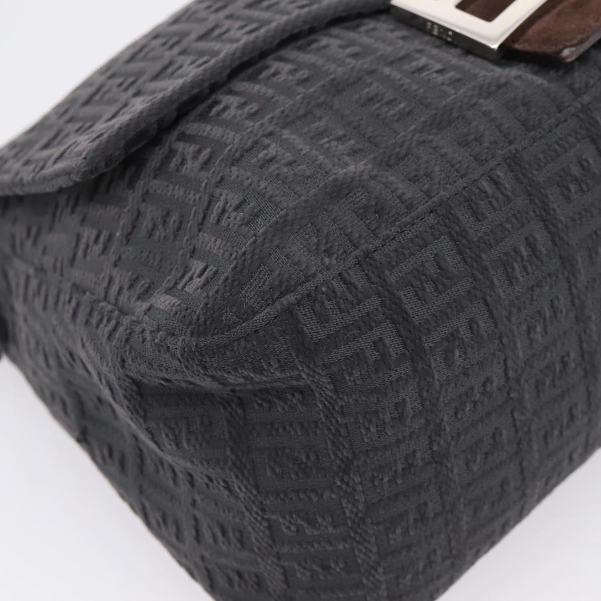 FENDI Zucchino Canvas Mamma Baguette Shoulder Bag Gray Silver Auth BA15868V