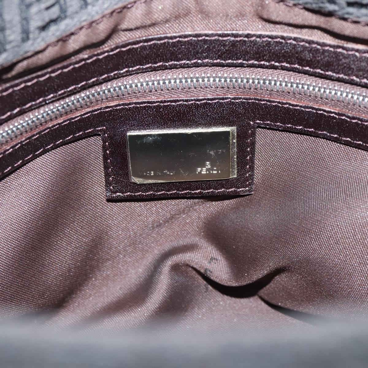 FENDI Zucchino Canvas Mamma Baguette Shoulder Bag Gray Silver Auth BA15868V