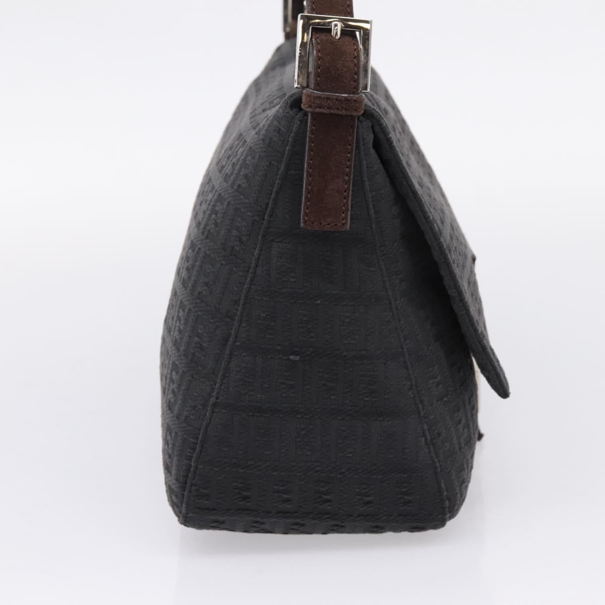 FENDI Zucchino Canvas Mamma Baguette Shoulder Bag Gray Silver Auth BA15868V
