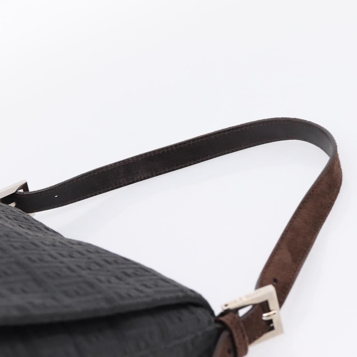 FENDI Zucchino Canvas Mamma Baguette Shoulder Bag Gray Silver Auth BA15868V