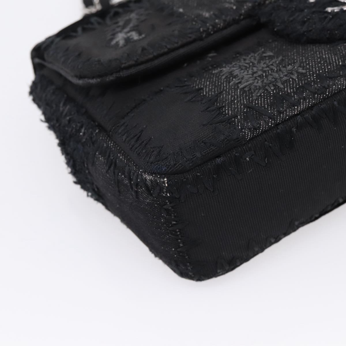 CHANEL Chain Shoulder Bag Denim Black Silver CC Auth BA15871SM