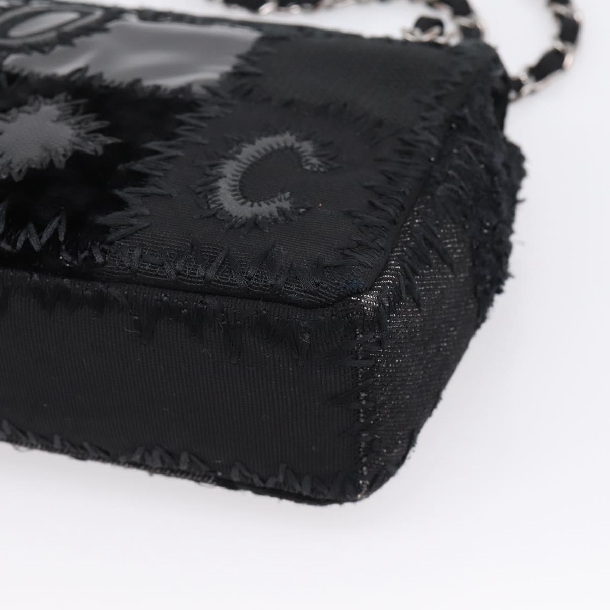CHANEL Chain Shoulder Bag Denim Black Silver CC Auth BA15871SM