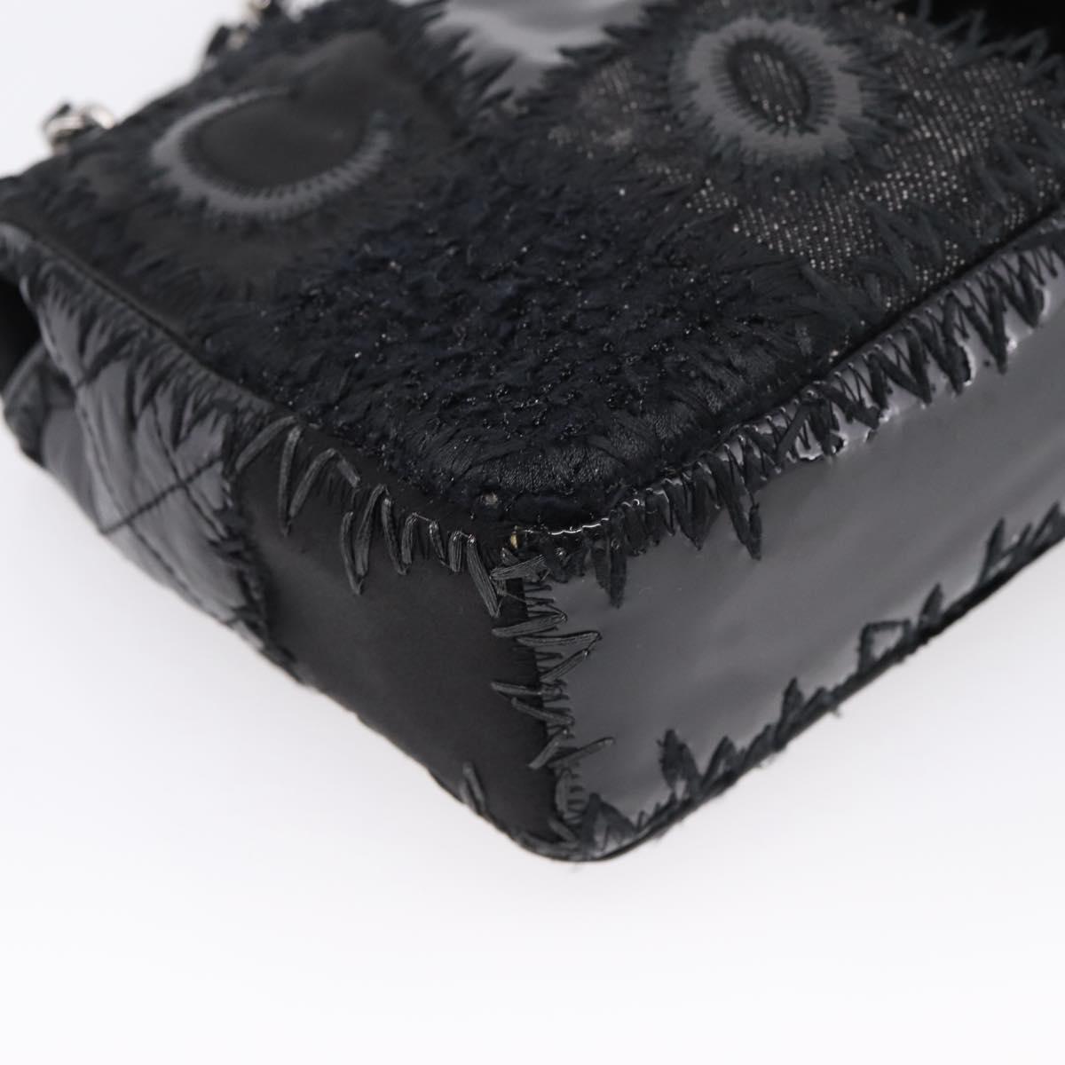 CHANEL Chain Shoulder Bag Denim Black Silver CC Auth BA15871SM