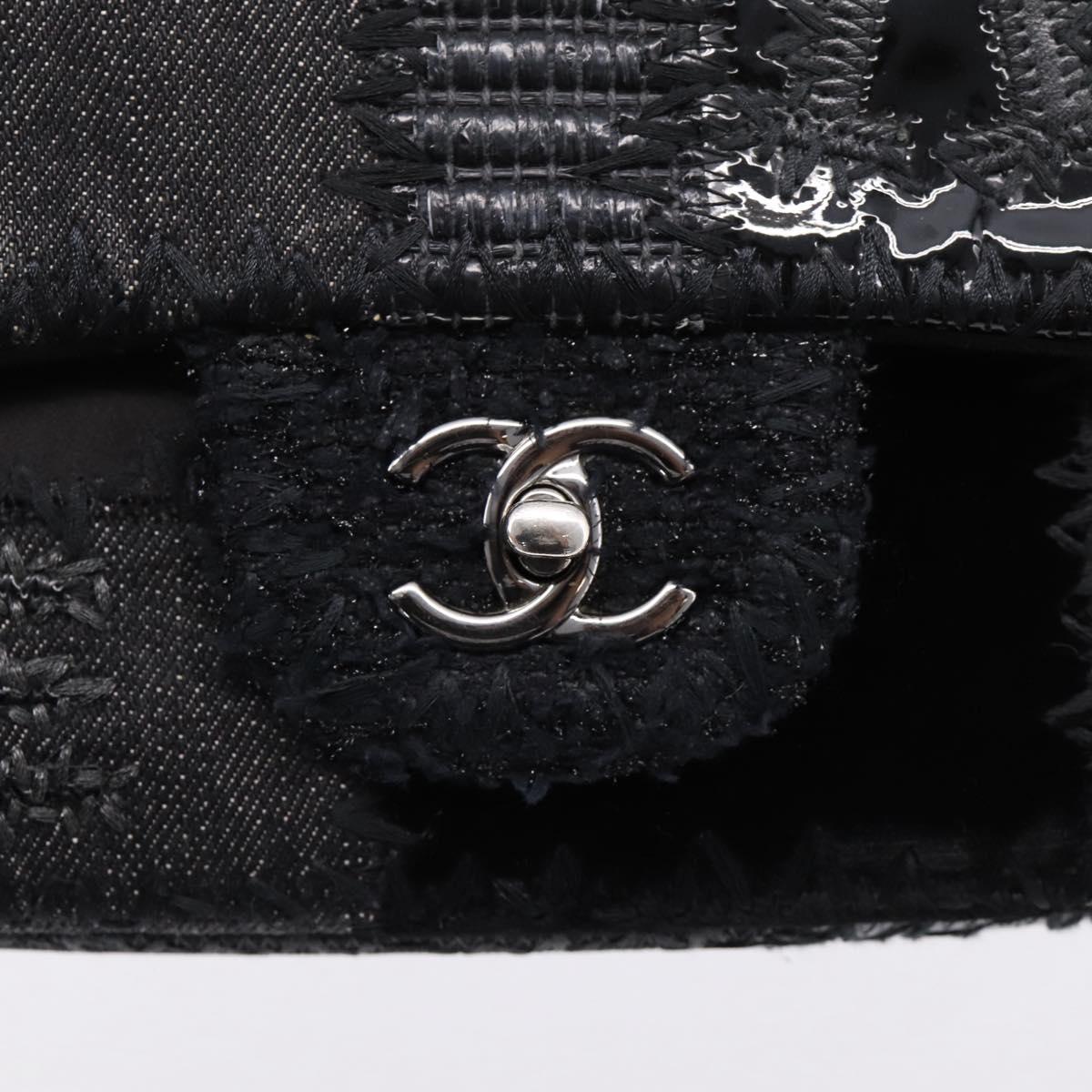 CHANEL Chain Shoulder Bag Denim Black Silver CC Auth BA15871SM