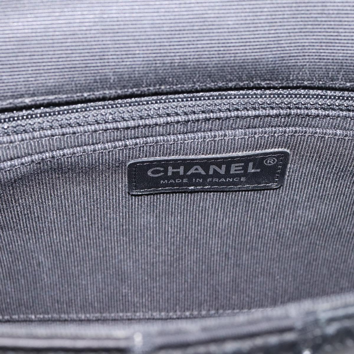 CHANEL Chain Shoulder Bag Denim Black Silver CC Auth BA15871SM