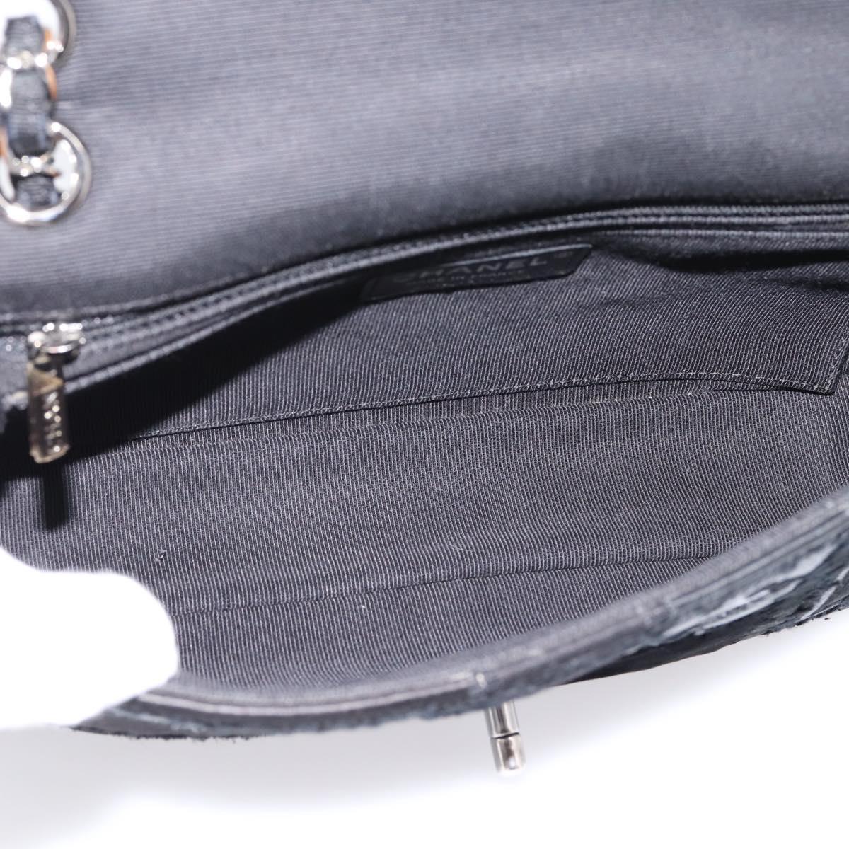 CHANEL Chain Shoulder Bag Denim Black Silver CC Auth BA15871SM