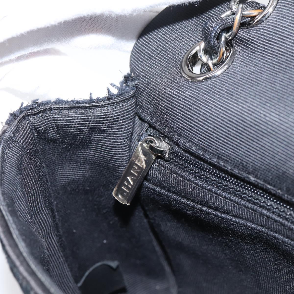 CHANEL Chain Shoulder Bag Denim Black Silver CC Auth BA15871SM
