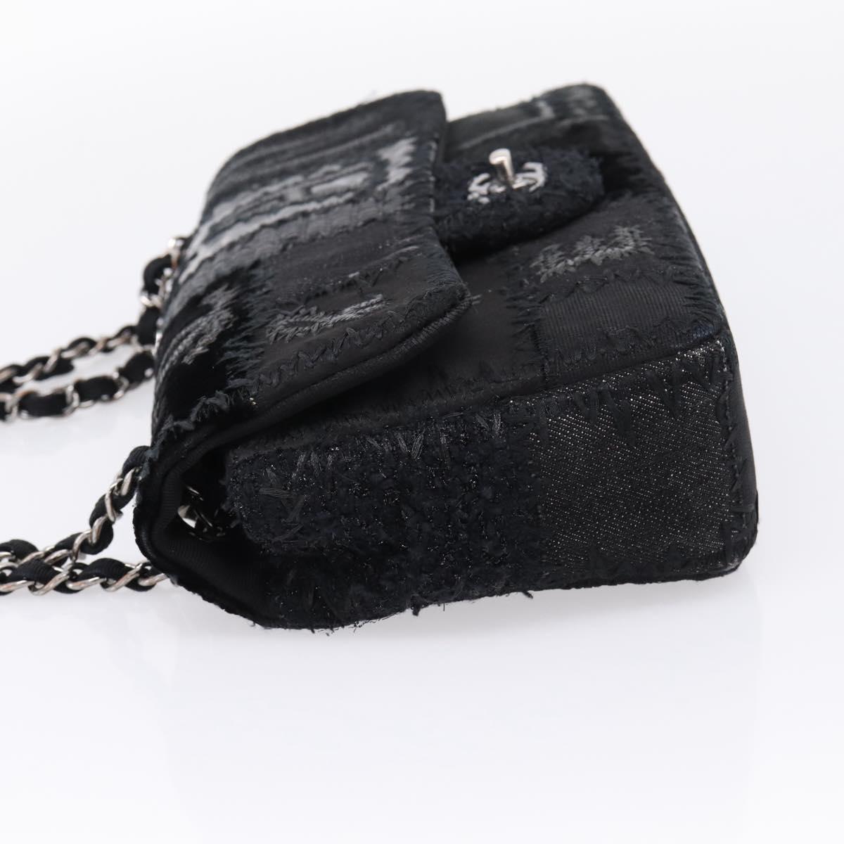 CHANEL Chain Shoulder Bag Denim Black Silver CC Auth BA15871SM