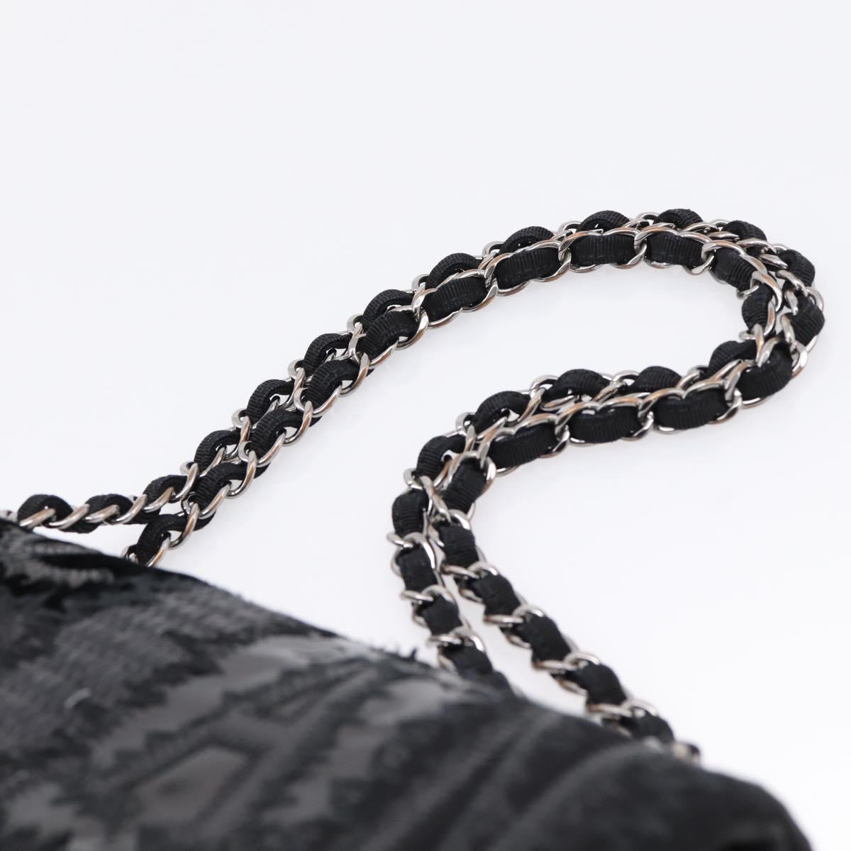 CHANEL Chain Shoulder Bag Denim Black Silver CC Auth BA15871SM