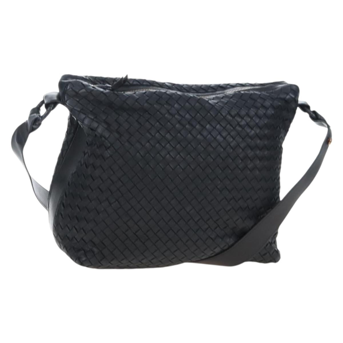Bottega Veneta INTRECCIATO Shoulder Bag Leather Black Gold 115658 Auth BA15872