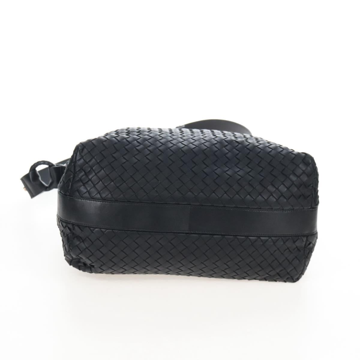 Bottega Veneta INTRECCIATO Shoulder Bag Leather Black Gold 115658 Auth BA15872