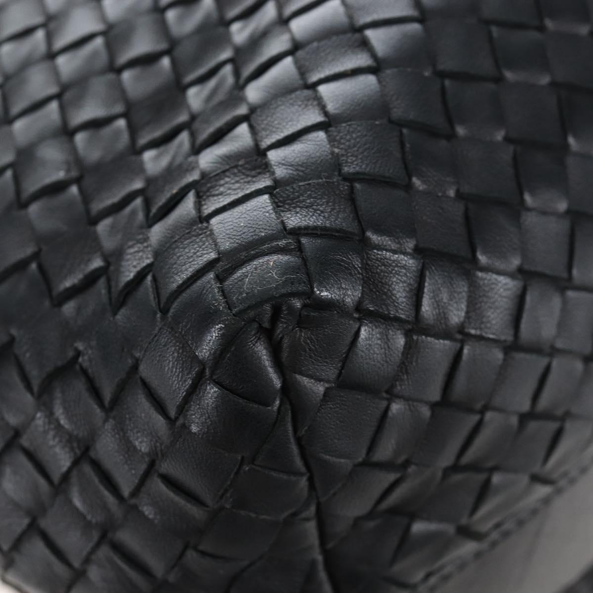 Bottega Veneta INTRECCIATO Shoulder Bag Leather Black Gold 115658 Auth BA15872