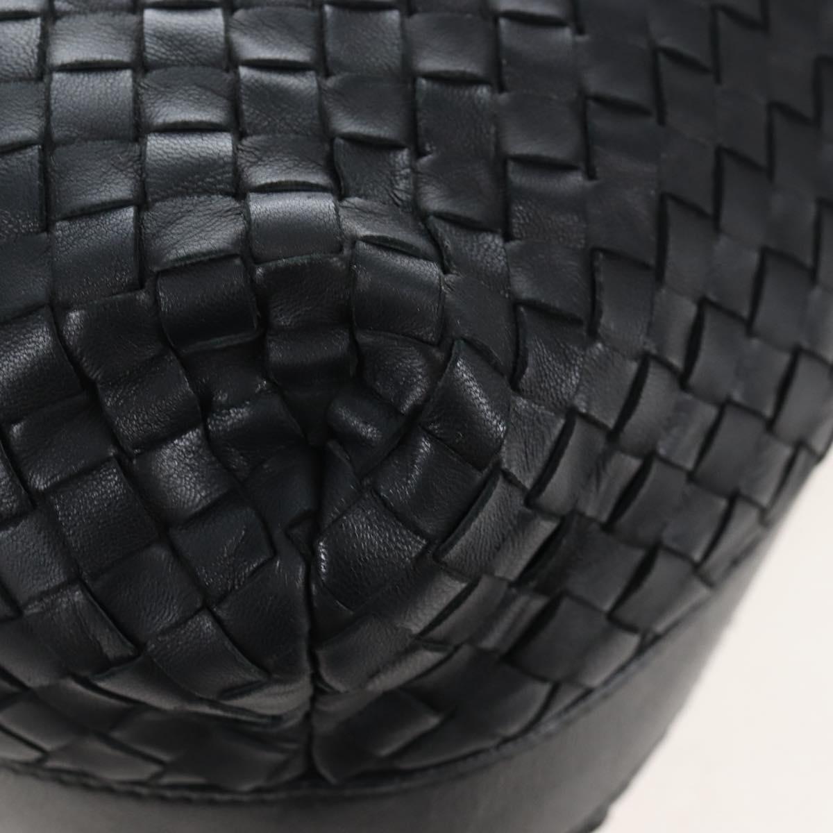 Bottega Veneta INTRECCIATO Shoulder Bag Leather Black Gold 115658 Auth BA15872