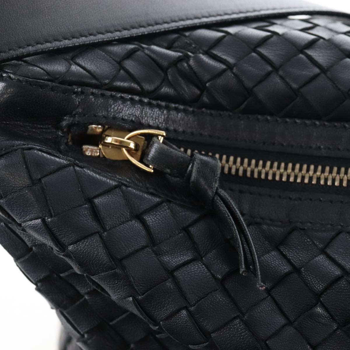Bottega Veneta INTRECCIATO Shoulder Bag Leather Black Gold 115658 Auth BA15872