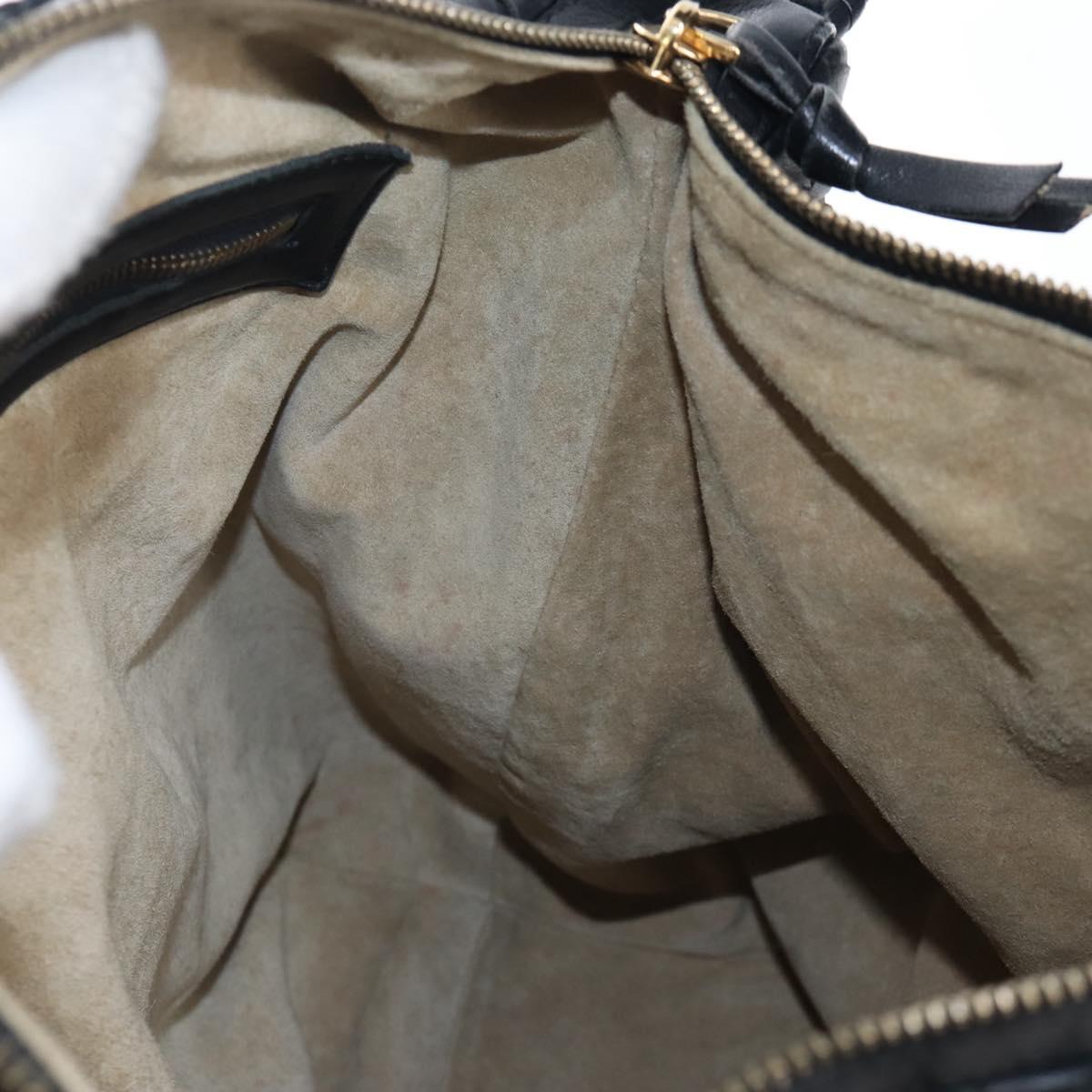 Bottega Veneta INTRECCIATO Shoulder Bag Leather Black Gold 115658 Auth BA15872