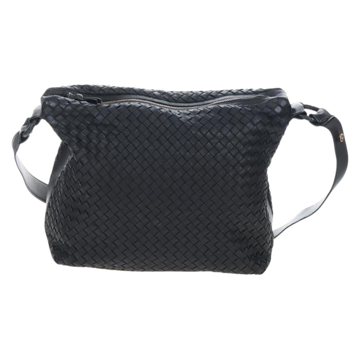Bottega Veneta INTRECCIATO Shoulder Bag Leather Black Gold 115658 Auth BA15872