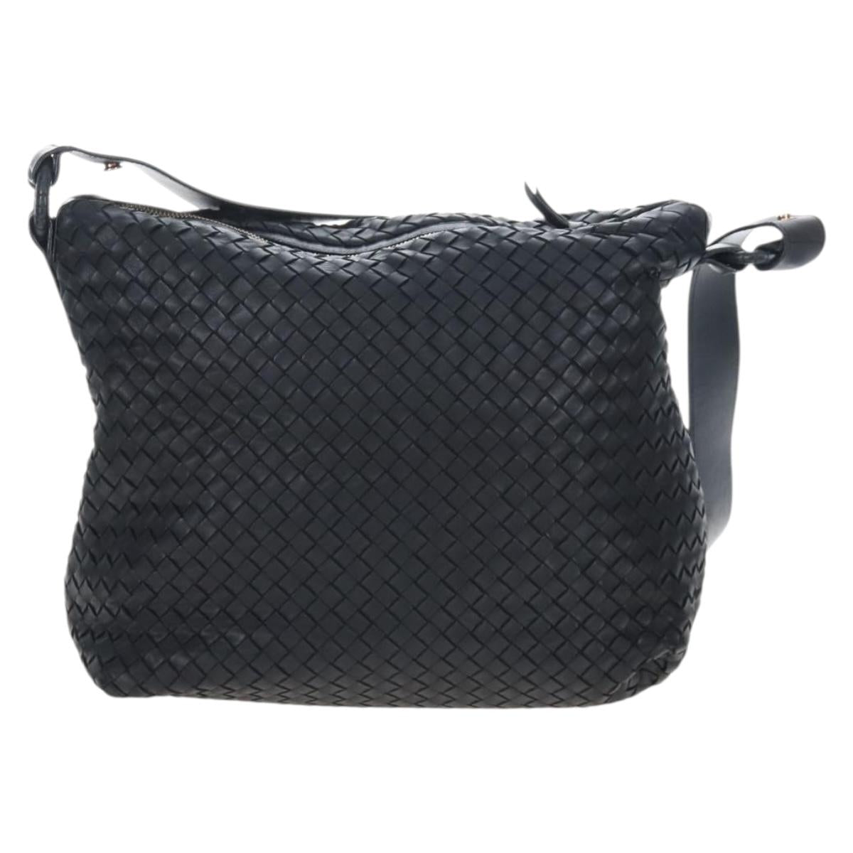 Bottega Veneta INTRECCIATO Shoulder Bag Leather Black Gold 115658 Auth BA15872