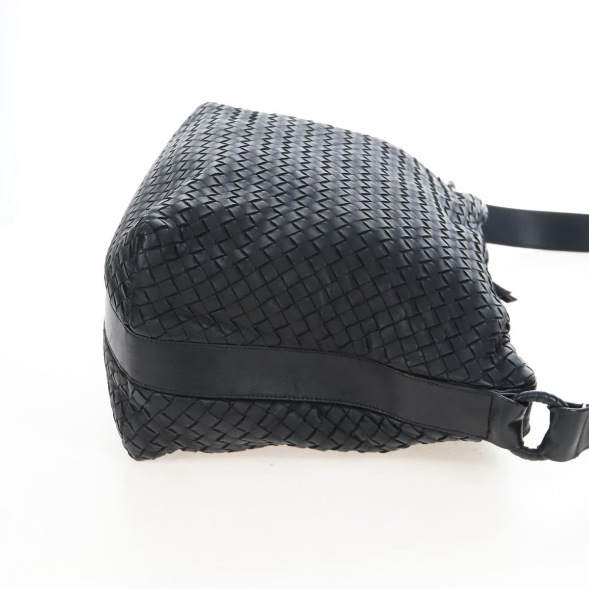 Bottega Veneta INTRECCIATO Shoulder Bag Leather Black Gold 115658 Auth BA15872
